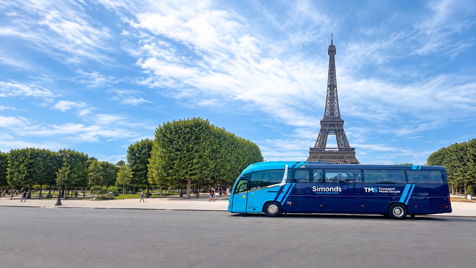 Simonds Transport Made Simple coach by the Eiffel Tower in Paris